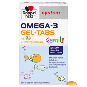 Produktbild von DOPPELHERZ Omega-3 Gel-Tabs family system
