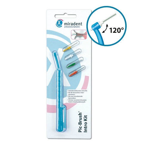 MIRADENT Interd.Pic-Brush Intro Kit 1H+4B.tra.blau